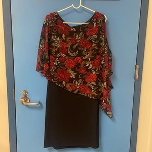 Connected Apparel Size 14 multi-style sheer rose floral overlay cap dress